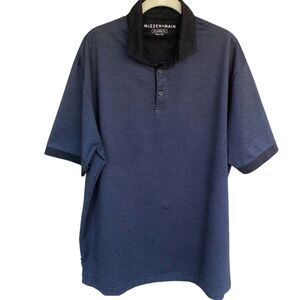 MIZZEN + MAIN  Polo Shirt Mens XXL Trim Fit Navy Blue Black Stretch Golf Preppy